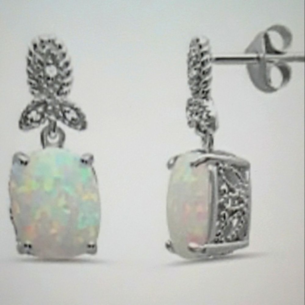 Sterling Silver Created-Cut Opal Earring NWT